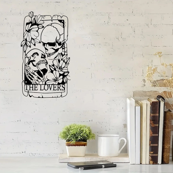 1 件精美的波西米亚金属哥特风格的骷髅情侣墙饰壁画，适用于室内、室外、家居、庭院、阳台装饰。万圣节装饰、家居装饰、卧室装饰、厨房装饰、墙面装饰、房屋装饰、房间装饰用品、客厅装饰。（TikTok、temu下自提）-13