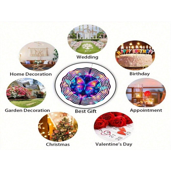 CIFbuy™ 2D 蜜蜂形状的动态金属风车 - 室内外装饰品，是送给妻子的完美圣诞节/感恩节礼物，具有动态风能驱动的旋转功能，适用于庭院/花园/露台的装饰品，风铃（TikTok、temu下自提）-5