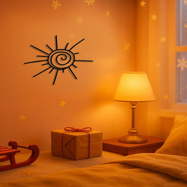 CIFbuy™ 用这款带有太阳纹图案的墙面艺术品展现您的风格——波西米亚风格手工金属设计 | 横向悬挂，室内/室外海滩装饰墙面雕塑。（TikTok、temu下自提）-2