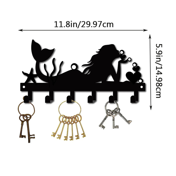 CIFbuy™ 壁挂式单挂钩带内置钥匙扣：这款挂钩上的装饰性挂钩非常适合存放钥匙、毛巾及其他日常必需品，是一款出色的收纳工具。它配有钥匙挂钩。（TikTok、temu下自提）-3