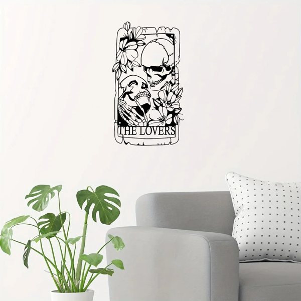 1 件精美的波西米亚金属哥特风格的骷髅情侣墙饰壁画，适用于室内、室外、家居、庭院、阳台装饰。万圣节装饰、家居装饰、卧室装饰、厨房装饰、墙面装饰、房屋装饰、房间装饰用品、客厅装饰。（TikTok、temu下自提）-3