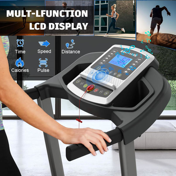 家用/办公折叠跑步机-3.5马力330磅重量便携式电动折叠跑步机步行垫跑步锻炼步行机重型跑步机健身锻炼慢跑绿色-4