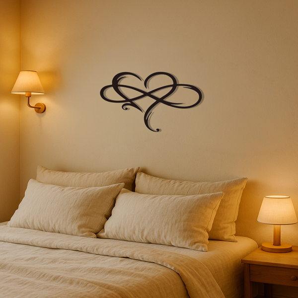 CIFbuy™ 精美铁艺艺术作品 1 件无限心形金属墙面艺术品 - 永恒的雕塑，象征永恒的爱，以优雅的爱主题设计提升家居装饰 - 墙面雕塑。（TikTok、temu下自提）-1