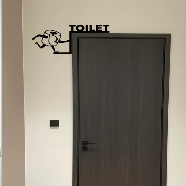 CIFbuy™ 有趣的卫生纸墙饰艺术品，带有幽默元素的浴室金属标识，悬挂在门上方的装饰品，极具冲击力的个性展示品，适用于卫生间，简约而优雅的设计，适合墙面装饰、门柱装饰或室内装饰（TikTok、temu下自提）-2