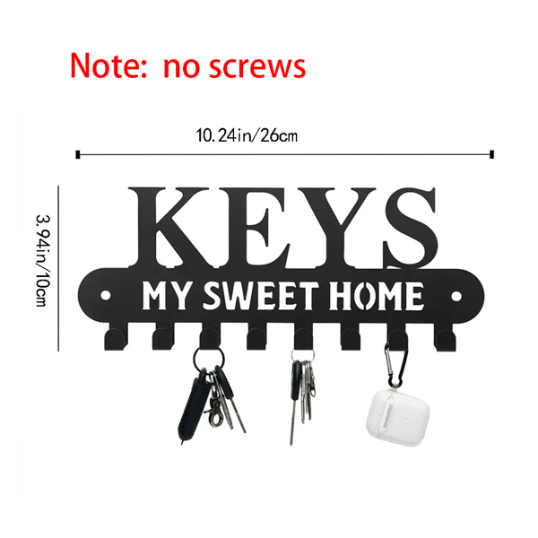 1个华丽的黑色金属钥匙扣，带有“甜蜜的家”，挂在墙上的挂钩-用这个令人惊叹的衣架和储物架作为时尚的壁挂装饰和墙壁雕塑（TikTok、temu下自提）-8