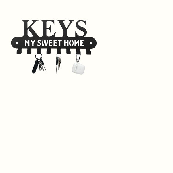 1个华丽的黑色金属钥匙扣，带有“甜蜜的家”，挂在墙上的挂钩-用这个令人惊叹的衣架和储物架作为时尚的壁挂装饰和墙壁雕塑（TikTok、temu下自提）-3