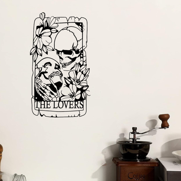1 件精美的波西米亚金属哥特风格的骷髅情侣墙饰壁画，适用于室内、室外、家居、庭院、阳台装饰。万圣节装饰、家居装饰、卧室装饰、厨房装饰、墙面装饰、房屋装饰、房间装饰用品、客厅装饰。（TikTok、temu下自提）-11