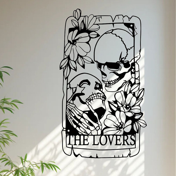 1 件精美的波西米亚金属哥特风格的骷髅情侣墙饰壁画，适用于室内、室外、家居、庭院、阳台装饰。万圣节装饰、家居装饰、卧室装饰、厨房装饰、墙面装饰、房屋装饰、房间装饰用品、客厅装饰。（TikTok、temu下自提）-17