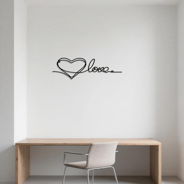 CIFbuy™ 金属心脏形状爱情壁挂装饰品 1 件 最简约线条艺术吊灯 金属墙面装饰品 金属墙面艺术品 时尚家居艺术装饰 适用于卧室、客厅、浪漫空间、室内装饰的墙面雕塑（TikTok、temu下自提）-3