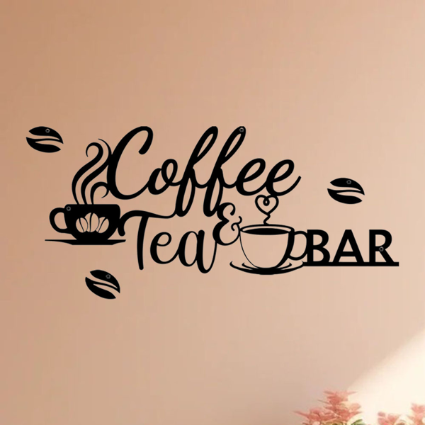 复古金属咖啡吧招牌，乡村风格墙面悬挂设计，适配厨房、咖啡馆、浴室、门廊。可作农家风家居装饰、咖啡店标识，也能当万圣节及乔迁礼物，兼顾温馨房间等多场景装饰需求。（TikTok、temu下自提）-3