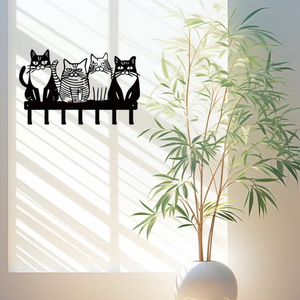 可爱的猫为主题的金属墙挂钩：挂毛巾，外套，钥匙毫不费力。猫爱好者的必备品。多才多艺添加猫的风格。实用钩子（TikTok、temu下自提）-16