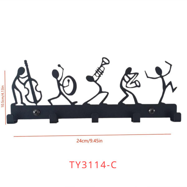 复古黑色金属壁挂式衣架，含 5 个坚固挂钩，可挂外套、帽子、包和钥匙。适用于门厅、卧室、衣橱，节省空间，是公寓、宿舍、办公室的乡村风墙面装饰，也是时尚家庭存储与多场景装饰解决方案。（TikTok、temu下自提）-4