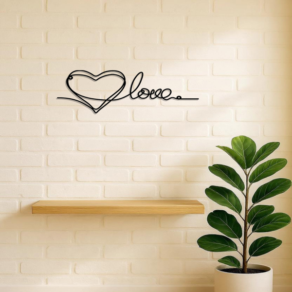 CIFbuy™ 金属心脏形状爱情壁挂装饰品 1 件 最简约线条艺术吊灯 金属墙面装饰品 金属墙面艺术品 时尚家居艺术装饰 适用于卧室、客厅、浪漫空间、室内装饰的墙面雕塑（TikTok、temu下自提）-6