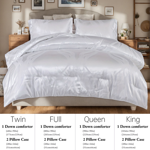 1PC奢华缎面超细纤维床上用品套装,双面提花图案，可水洗机洗，OKO-100认证,亚马逊物流发货-2