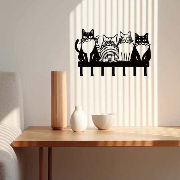 可爱的猫为主题的金属墙挂钩：挂毛巾，外套，钥匙毫不费力。猫爱好者的必备品。多才多艺添加猫的风格。实用钩子（TikTok、temu下自提）-8