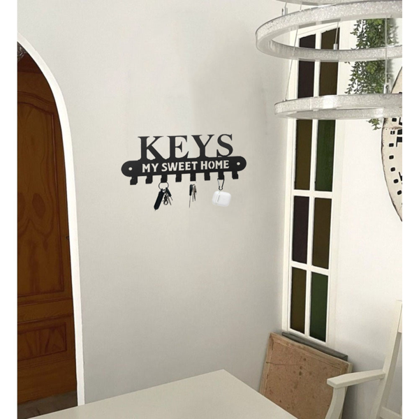 1个华丽的黑色金属钥匙扣，带有“甜蜜的家”，挂在墙上的挂钩-用这个令人惊叹的衣架和储物架作为时尚的壁挂装饰和墙壁雕塑（TikTok、temu下自提）-33