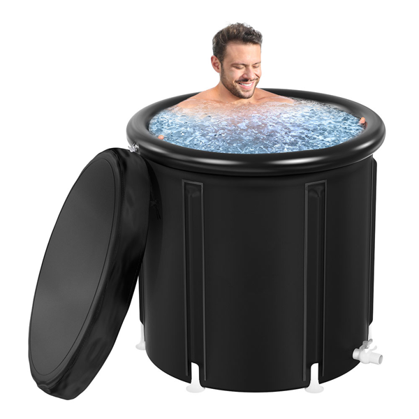 带盖运动员专用加大号冰浴盆 99 加仑冷水浴缸，适合恢复体力，多层便携式冰浴池，适合花园、健身房和其他冷水疗法训练-2