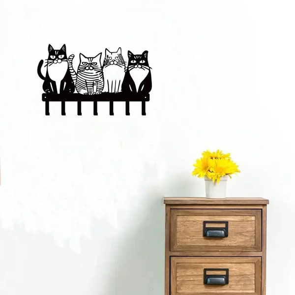 可爱的猫为主题的金属墙挂钩：挂毛巾，外套，钥匙毫不费力。猫爱好者的必备品。多才多艺添加猫的风格。实用钩子（TikTok、temu下自提）-2