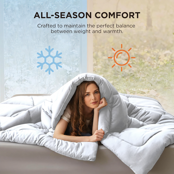 全涤磨毛单被芯（格子绗缝）超细纤维填充，四季可用，羽绒被替代物，透气保温，白色格子，OKO-100认证，CPC儿童认证，尾程发亚马逊物流-8