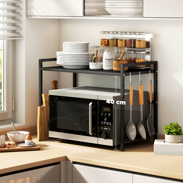 带3个挂钩的可扩展微波炉架-5