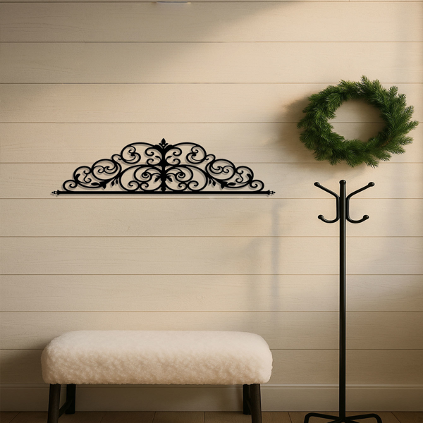 CIFbuy™ 风格装饰金属鸢尾花卷轴壁挂装饰品 1 件 必备室内装饰品 20 英寸激光切割花卉主题纯色图案雕像 适用于客厅、卧室、入口处 时尚墙面装饰 壁挂雕塑品（TikTok、temu下自提）-6