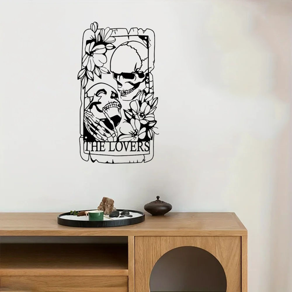 1 件精美的波西米亚金属哥特风格的骷髅情侣墙饰壁画，适用于室内、室外、家居、庭院、阳台装饰。万圣节装饰、家居装饰、卧室装饰、厨房装饰、墙面装饰、房屋装饰、房间装饰用品、客厅装饰。（TikTok、temu下自提）-4