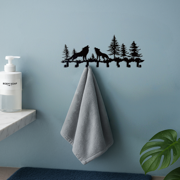 狼爪挂钩壁挂钥匙挂架 - 8 钩设计，可挂钥匙 / 帽子 / 围巾 | 乡村风入口收纳架，适配走廊 / 卧室 / 浴室 | 省空间家居装饰，易安装耐用，男女通用迎新礼物（TikTok、temu下自提）-6