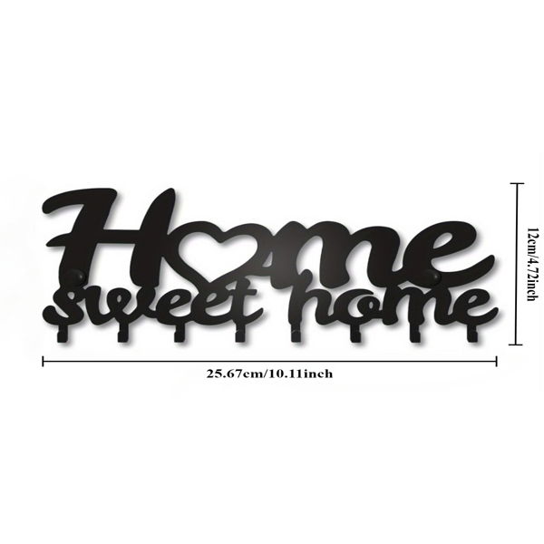 1个钥匙架用于墙壁，黑色钥匙架用于墙壁装饰，金属墙壁装饰用于办公室，走廊，入口通道，钥匙挂钩挂钥匙（TikTok、temu下自提）-7