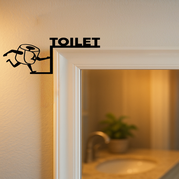 CIFbuy™ 有趣的卫生纸墙饰艺术品，带有幽默元素的浴室金属标识，悬挂在门上方的装饰品，极具冲击力的个性展示品，适用于卫生间，简约而优雅的设计，适合墙面装饰、门柱装饰或室内装饰（TikTok、temu下自提）-6