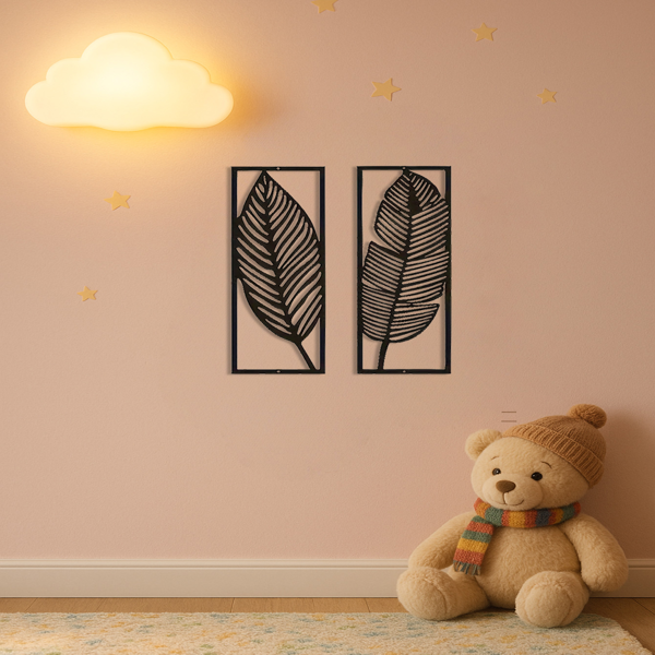 2 件叶形金属墙面装饰品，手工打造的铁质植物装饰品，乡村风格的黑色悬挂配件，充满自然灵感的设计，适合家居装饰，生动的叶子图案和黑色金属表面装饰将为您的空间增添光彩。墙面雕塑。（TikTok、temu下自提）-3