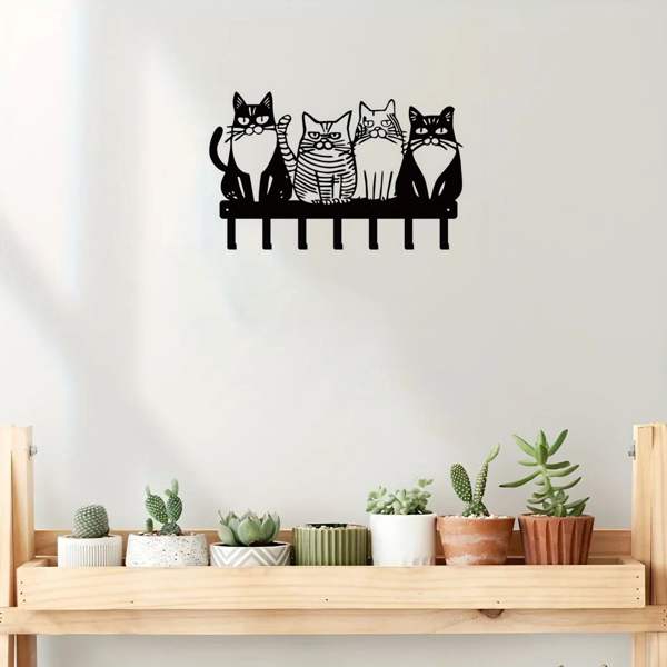 可爱的猫为主题的金属墙挂钩：挂毛巾，外套，钥匙毫不费力。猫爱好者的必备品。多才多艺添加猫的风格。实用钩子（TikTok、temu下自提）-9