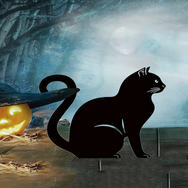 1 个锈色可爱的猫咪家居花园立柱装饰品 - 可爱猫咪花园装饰品，猫咪庭院、花园和草坪用的轮廓动物户外雕像（TikTok、temu下自提）-1