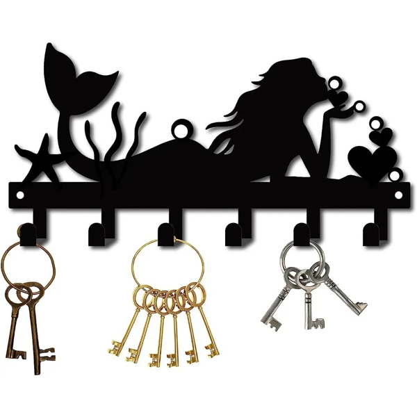 CIFbuy™ 壁挂式单挂钩带内置钥匙扣：这款挂钩上的装饰性挂钩非常适合存放钥匙、毛巾及其他日常必需品，是一款出色的收纳工具。它配有钥匙挂钩。（TikTok、temu下自提）-1