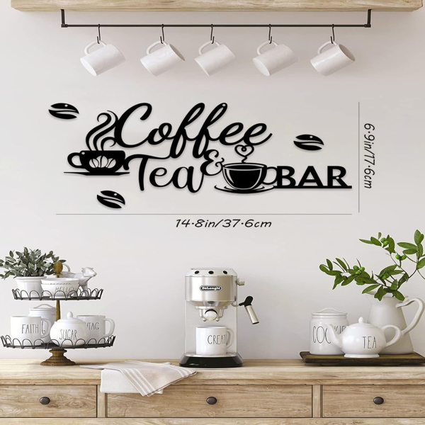 复古金属咖啡吧招牌，乡村风格墙面悬挂设计，适配厨房、咖啡馆、浴室、门廊。可作农家风家居装饰、咖啡店标识，也能当万圣节及乔迁礼物，兼顾温馨房间等多场景装饰需求。（TikTok、temu下自提）-15