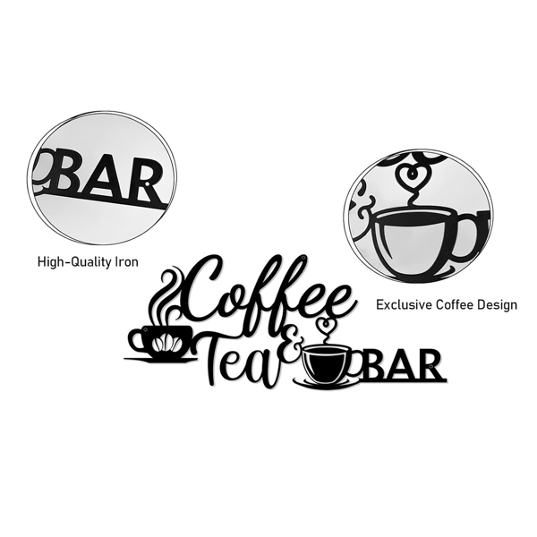 复古金属咖啡吧招牌，乡村风格墙面悬挂设计，适配厨房、咖啡馆、浴室、门廊。可作农家风家居装饰、咖啡店标识，也能当万圣节及乔迁礼物，兼顾温馨房间等多场景装饰需求。（TikTok、temu下自提）-4