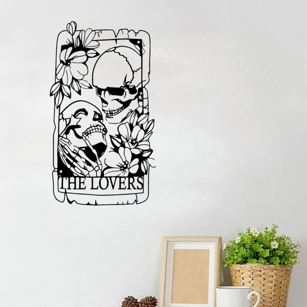 1 件精美的波西米亚金属哥特风格的骷髅情侣墙饰壁画，适用于室内、室外、家居、庭院、阳台装饰。万圣节装饰、家居装饰、卧室装饰、厨房装饰、墙面装饰、房屋装饰、房间装饰用品、客厅装饰。（TikTok、temu下自提）-8