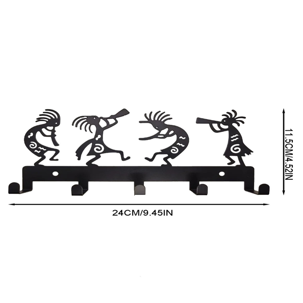 时尚1pc独特的黑色金属钥匙架，手工铁艺门厅储物柜，现代客厅装饰，乡村多钩储物柜，经久耐用的家居装饰，紧跟最新装修潮流（TikTok、temu下自提）-1