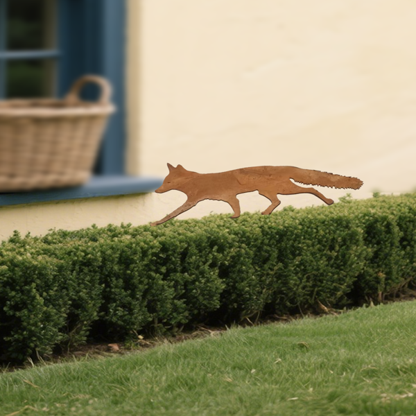 CIFbuy™ 乡村风格金属花园桩 - 南希狐装饰品，迷人的户外雕像及墙面雕塑，用于庭院美化，独特的乡村金属艺术品，适用于花园、露台和草坪的户外装饰，单件产品（TikTok、temu下自提）-1