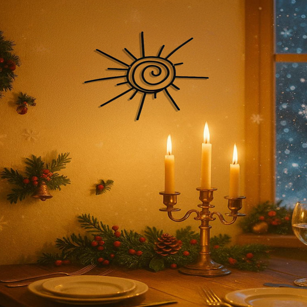 CIFbuy™ 用这款带有太阳纹图案的墙面艺术品展现您的风格——波西米亚风格手工金属设计 | 横向悬挂，室内/室外海滩装饰墙面雕塑。（TikTok、temu下自提）-3