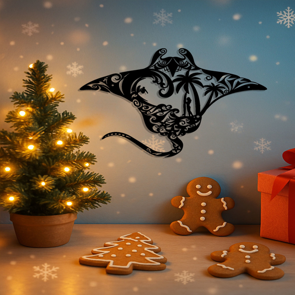 海滨金属墙面装饰 - 航海风设计，含冲浪板 / 海浪 / 海星 / 棕榈树 | 现代海洋主题挂饰，适配客厅 / 卧室 / 浴室 / 办公 | 极简 + 波西米亚风，海滩爱好者理想礼物（TikTok、temu下自提）-6