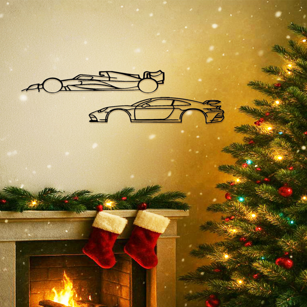 时尚边缘金属线条赛车墙装饰品 - 悬挂式铁质墙面雕塑，高品质金属艺术品用于家居装饰，时尚赛车主题装饰艺术品（TikTok、temu下自提）-6