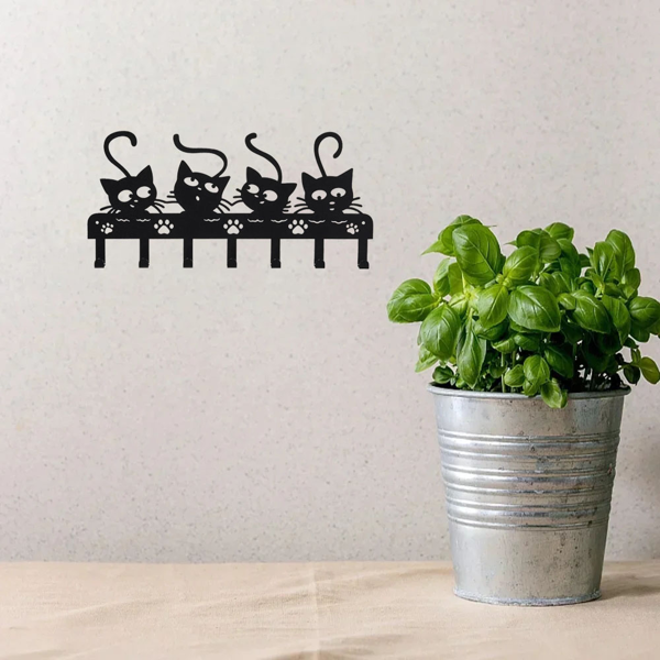 令人毛骨悚然的黑猫墙上安装钥匙持有人与7挂钩和可爱的万圣节猫设计-理想的幽灵的家庭装饰（TikTok、temu下自提）-19