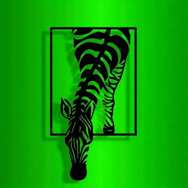 1件超实用极简斑马金属墙艺术，手工铁条装饰，现代黑白动物图案，家庭办公室，咖啡厅，农舍（TikTok、temu下自提）-5