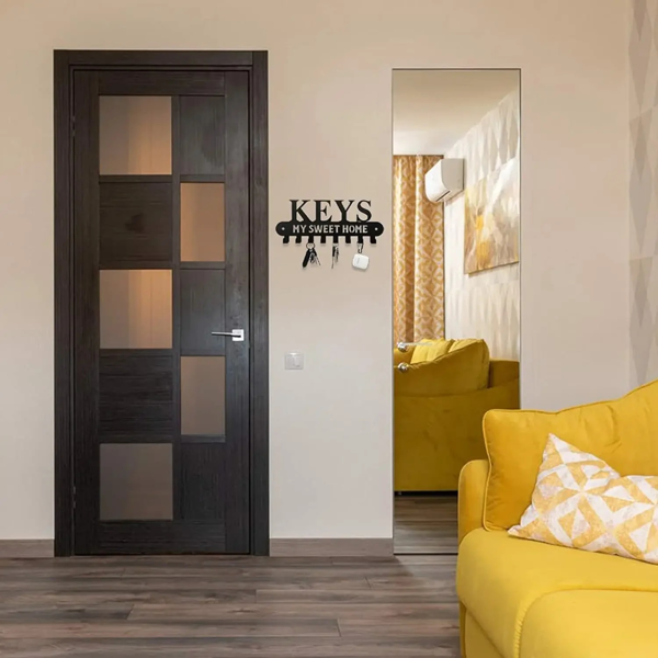 1个华丽的黑色金属钥匙扣，带有“甜蜜的家”，挂在墙上的挂钩-用这个令人惊叹的衣架和储物架作为时尚的壁挂装饰和墙壁雕塑（TikTok、temu下自提）-40