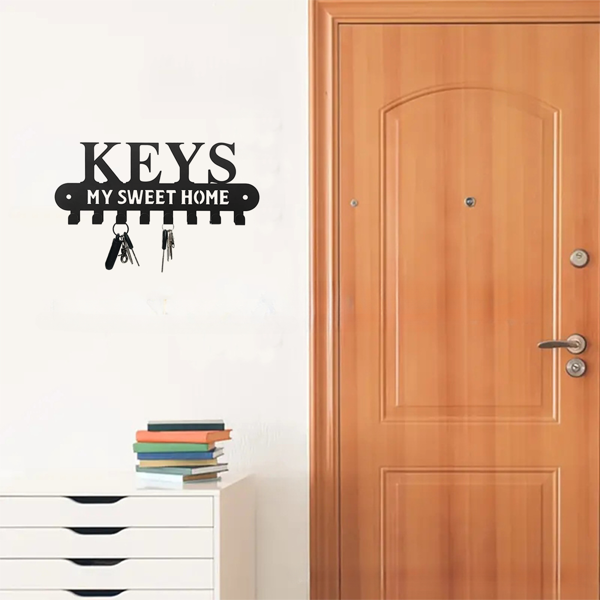 1个华丽的黑色金属钥匙扣，带有“甜蜜的家”，挂在墙上的挂钩-用这个令人惊叹的衣架和储物架作为时尚的壁挂装饰和墙壁雕塑（TikTok、temu下自提）-43