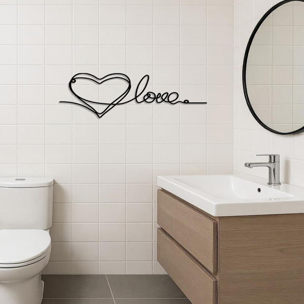 CIFbuy™ 金属心脏形状爱情壁挂装饰品 1 件 最简约线条艺术吊灯 金属墙面装饰品 金属墙面艺术品 时尚家居艺术装饰 适用于卧室、客厅、浪漫空间、室内装饰的墙面雕塑（TikTok、temu下自提）-4