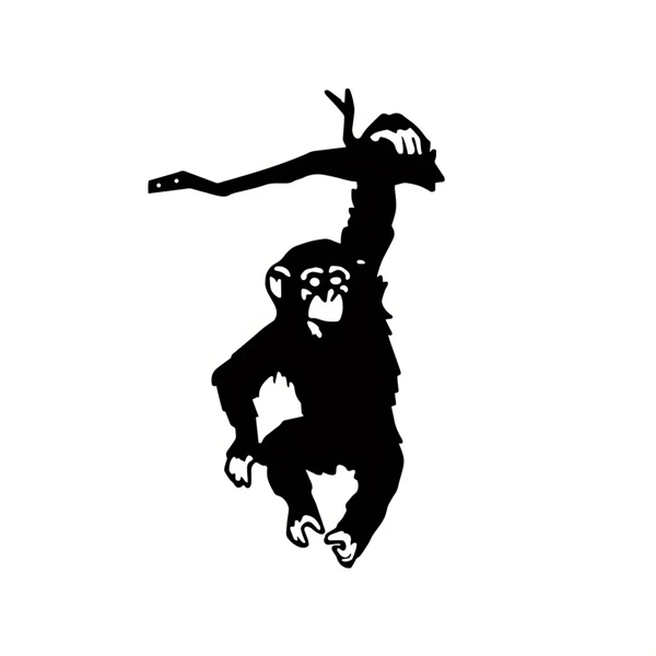 1个人电脑三个猿金属墙艺术是一个令人愉快的和独特的礼物。手工铁艺，灵长类装饰，乡村家居装饰，耐用的禅宗风格礼品，丛林风格配件（TikTok、temu下自提）-3