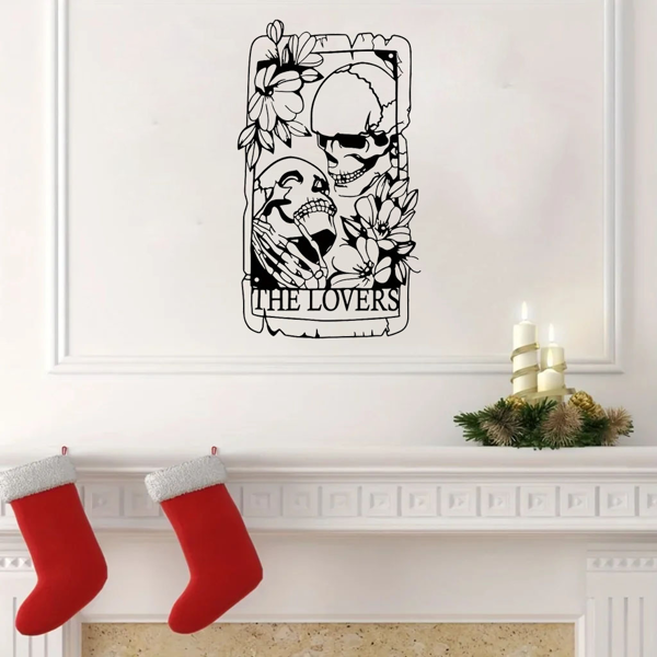 1 件精美的波西米亚金属哥特风格的骷髅情侣墙饰壁画，适用于室内、室外、家居、庭院、阳台装饰。万圣节装饰、家居装饰、卧室装饰、厨房装饰、墙面装饰、房屋装饰、房间装饰用品、客厅装饰。（TikTok、temu下自提）-7