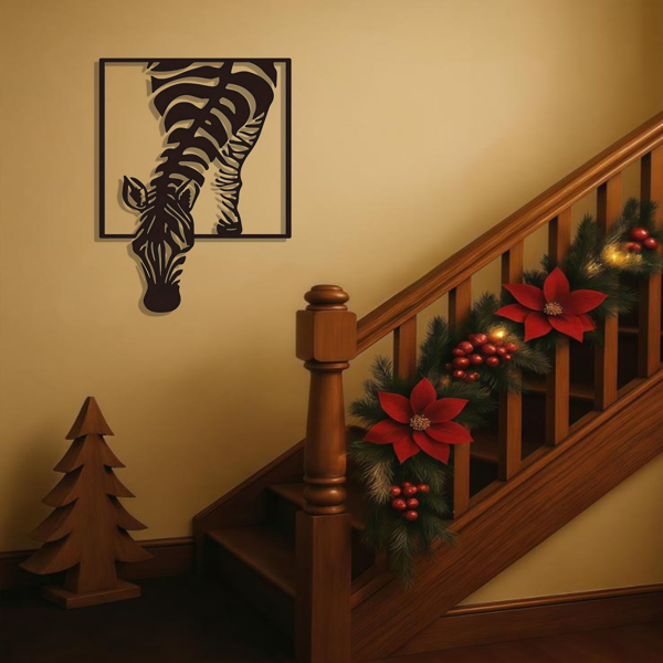 CIFbuy™ 演示您的独特风格，尽显精美打造的斑马金属壁饰之美——简约设计，适用于办公室及客厅墙面的多功能装饰雕塑。（TikTok、temu下自提）-2