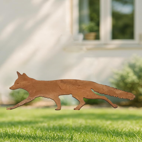 CIFbuy™ 乡村风格金属花园桩 - 南希狐装饰品，迷人的户外雕像及墙面雕塑，用于庭院美化，独特的乡村金属艺术品，适用于花园、露台和草坪的户外装饰，单件产品（TikTok、temu下自提）-4